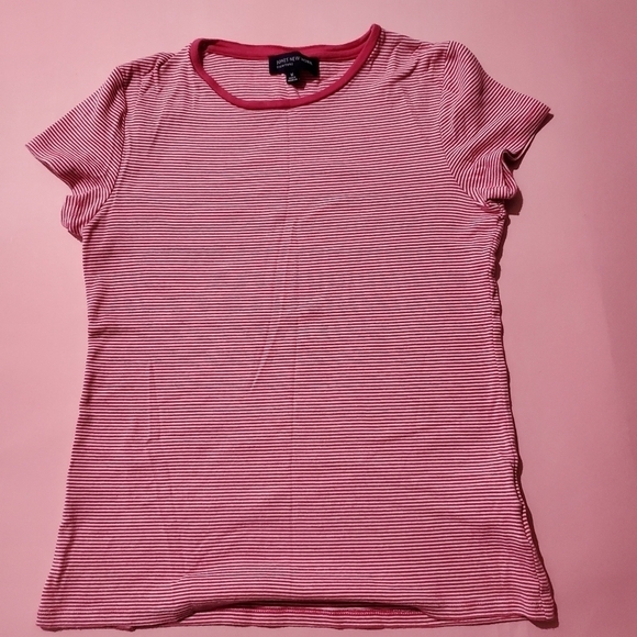 Jones New York Tops - Vintage Y2K 00s Pink and White Stripped T Shirt
